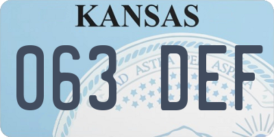 KS license plate 063DEF