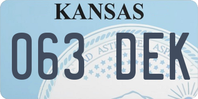 KS license plate 063DEK