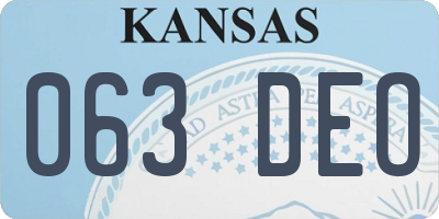 KS license plate 063DEO