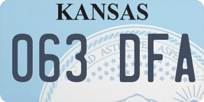 KS license plate 063DFA