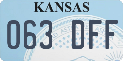 KS license plate 063DFF