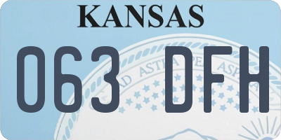 KS license plate 063DFH