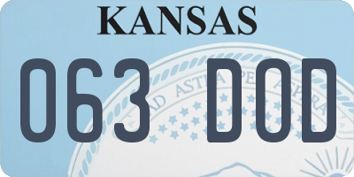KS license plate 063DOD