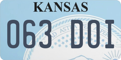 KS license plate 063DOI