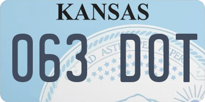 KS license plate 063DOT