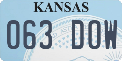 KS license plate 063DOW