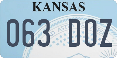 KS license plate 063DOZ