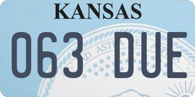 KS license plate 063DUE