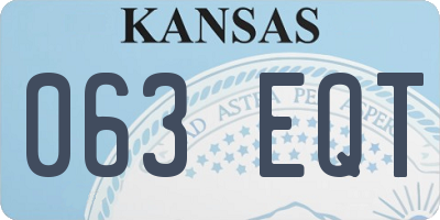 KS license plate 063EQT