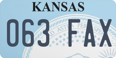 KS license plate 063FAX
