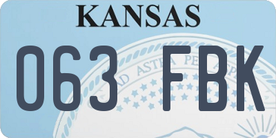 KS license plate 063FBK