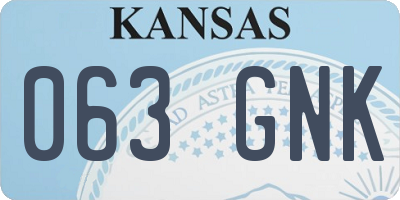 KS license plate 063GNK