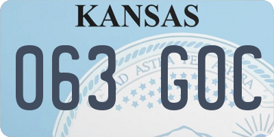 KS license plate 063GOC