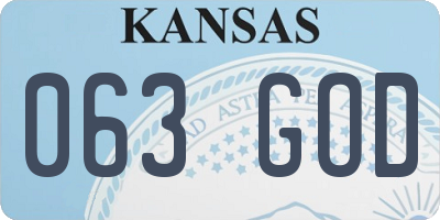 KS license plate 063GOD
