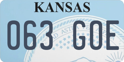 KS license plate 063GOE