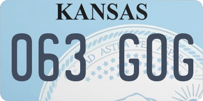 KS license plate 063GOG