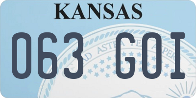 KS license plate 063GOI
