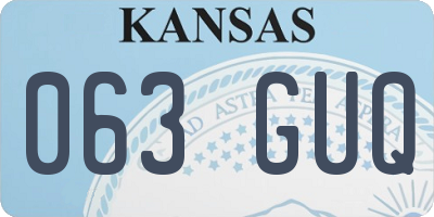 KS license plate 063GUQ