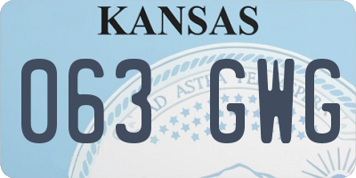 KS license plate 063GWG