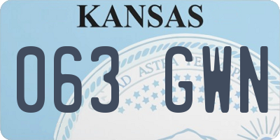 KS license plate 063GWN