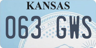 KS license plate 063GWS