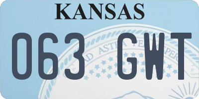 KS license plate 063GWT