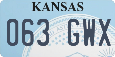 KS license plate 063GWX