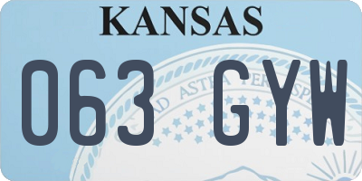 KS license plate 063GYW