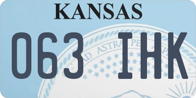 KS license plate 063IHK