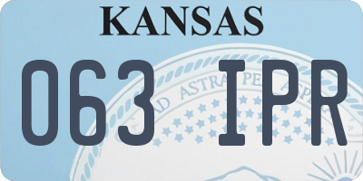 KS license plate 063IPR