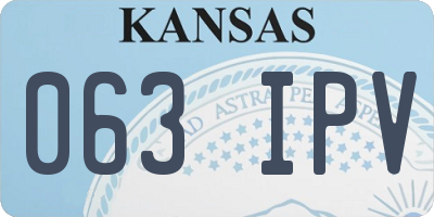 KS license plate 063IPV