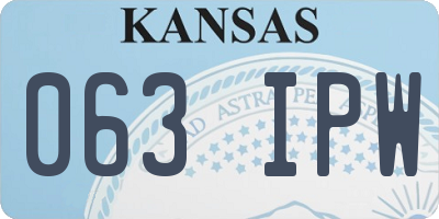 KS license plate 063IPW