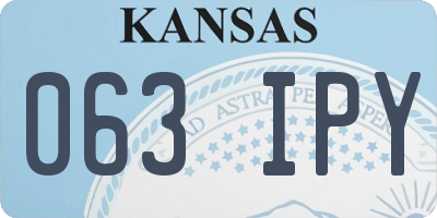 KS license plate 063IPY