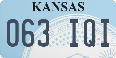 KS license plate 063IQI