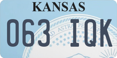 KS license plate 063IQK