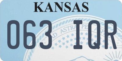 KS license plate 063IQR