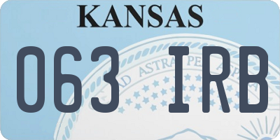 KS license plate 063IRB