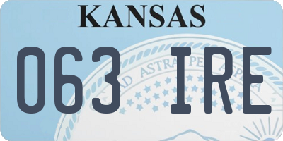 KS license plate 063IRE