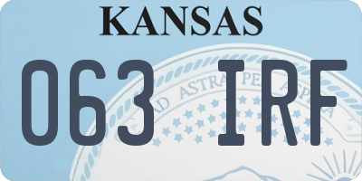 KS license plate 063IRF