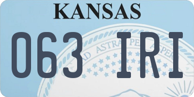 KS license plate 063IRI