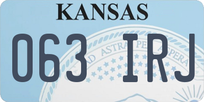 KS license plate 063IRJ