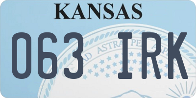 KS license plate 063IRK