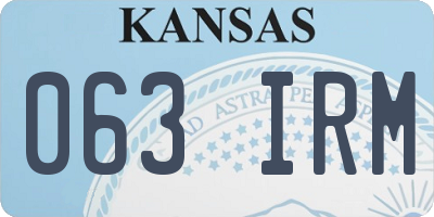 KS license plate 063IRM