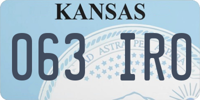 KS license plate 063IRO
