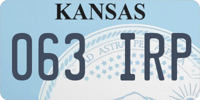 KS license plate 063IRP