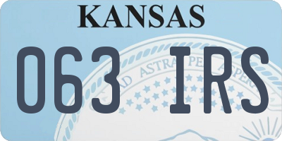 KS license plate 063IRS