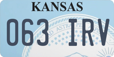 KS license plate 063IRV