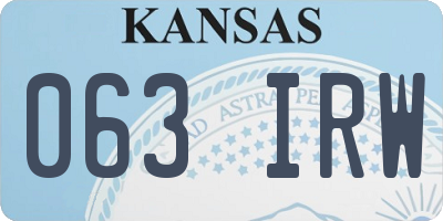 KS license plate 063IRW