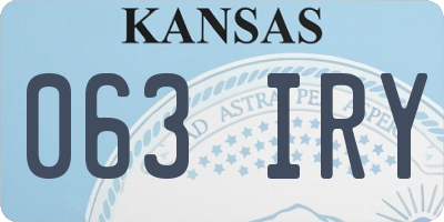 KS license plate 063IRY