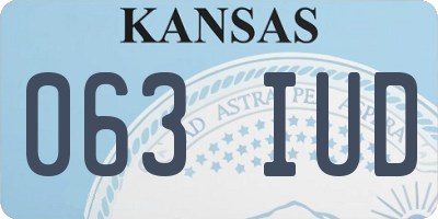 KS license plate 063IUD